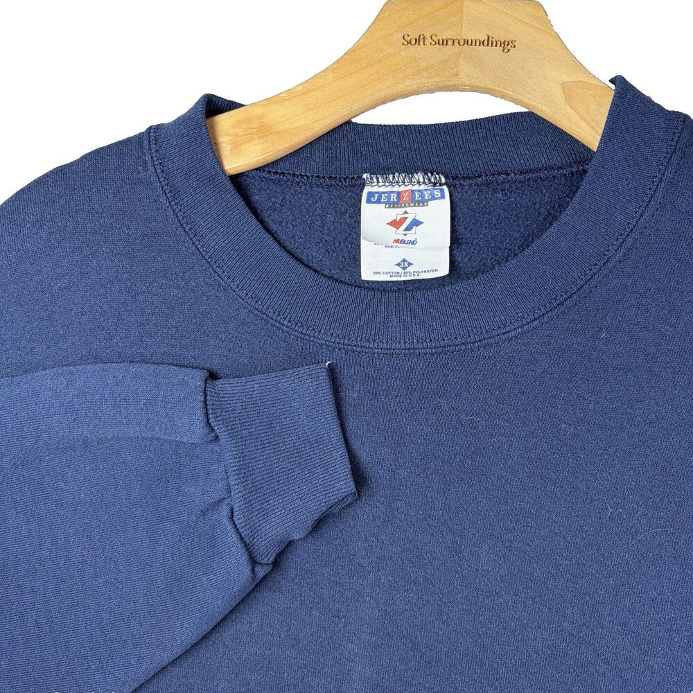 Vintage Jerzees Nublend Sweatshirt Mens 3XL Navy Blue Pullover USA Blank Y2k 90s